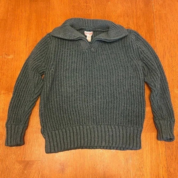 Boys Cat & Jack Quarter Zip Sweater Dark Green Size Small - Picture 1 of 4